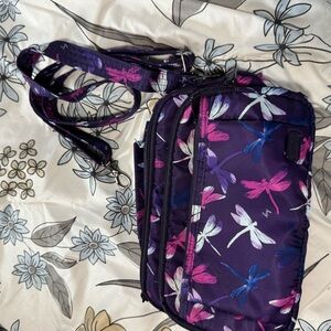 Lug Scoop- Purple Dragonfly Print Bag